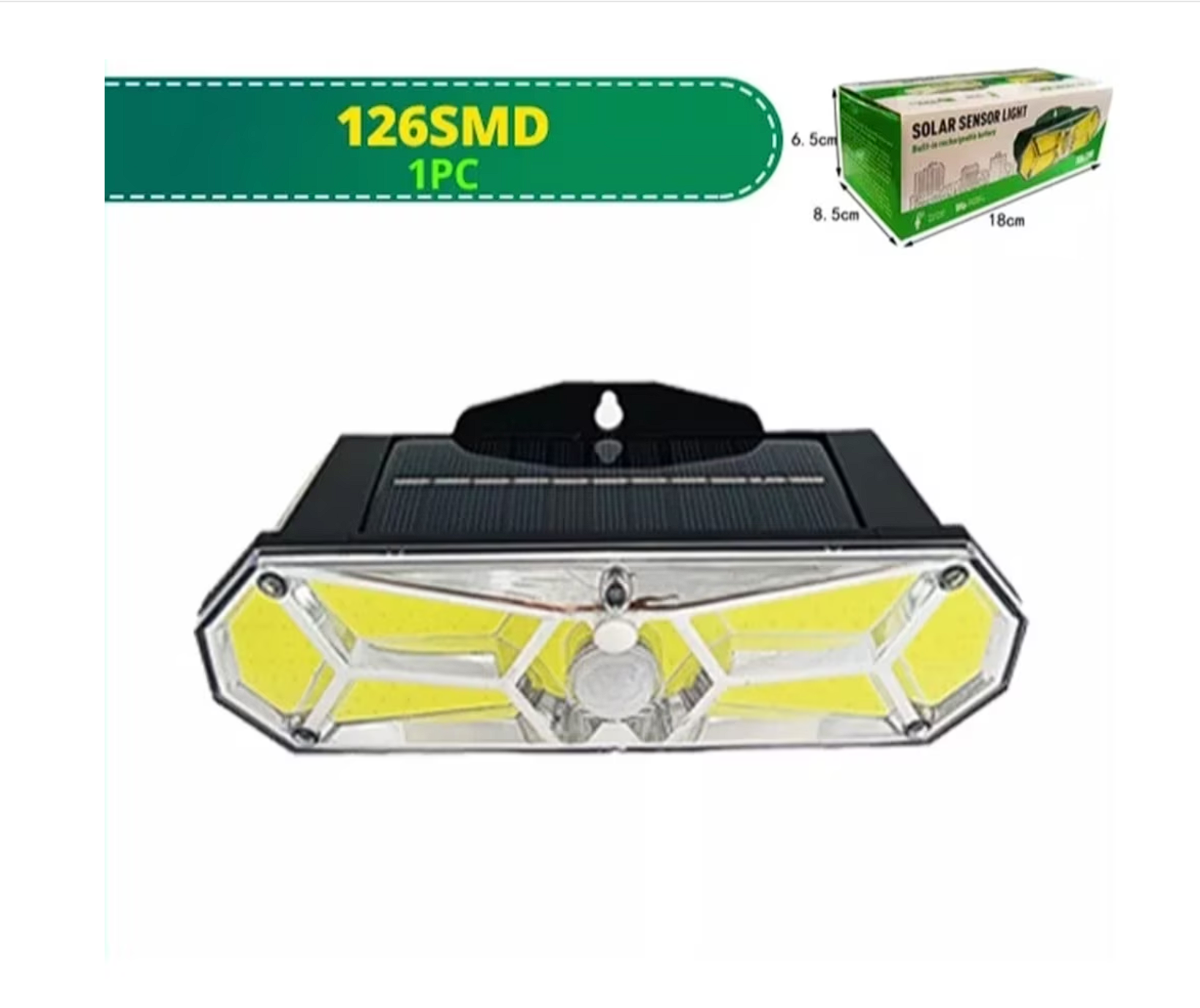 Lampa Solara cu Sonzor de Miscare, 126COB, Panou Solar 107-27