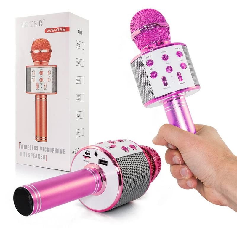 Microfon karaoke copii, wireless, acumulator, compatibil cu iOS si